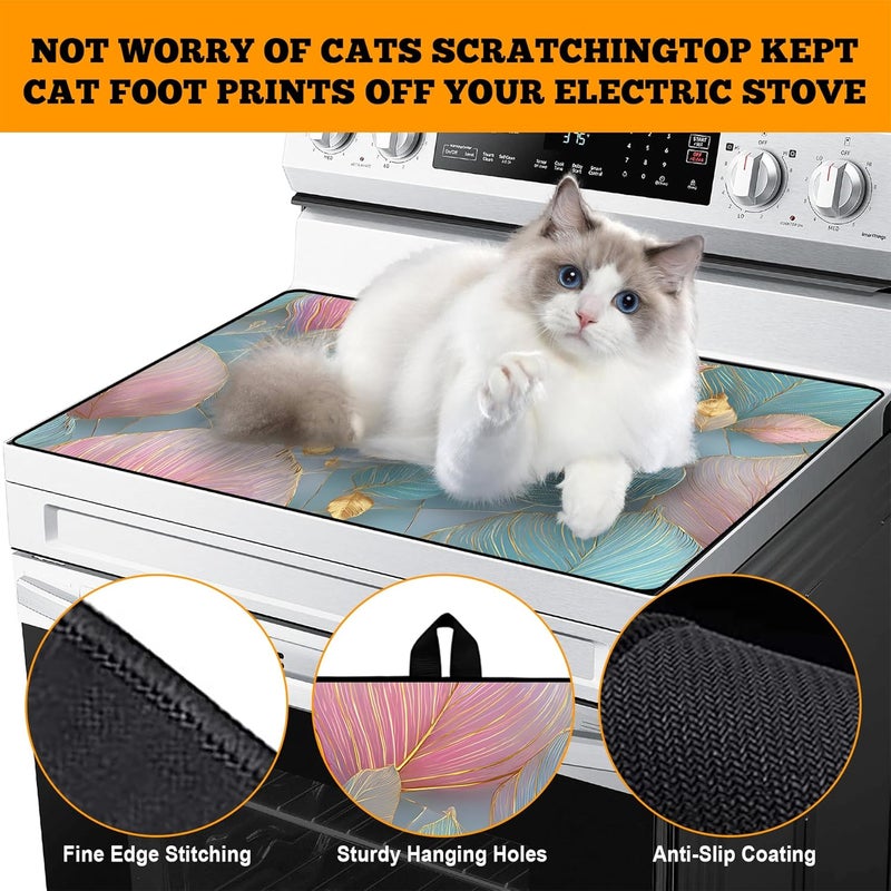 AOHMPT Multi-Design Stove Top Cover for Glass/Electric Stoves - 3-in-1 Heat-Resistant Protector Mat, Non-Slip Drying Rack 28"x20" - Image 4